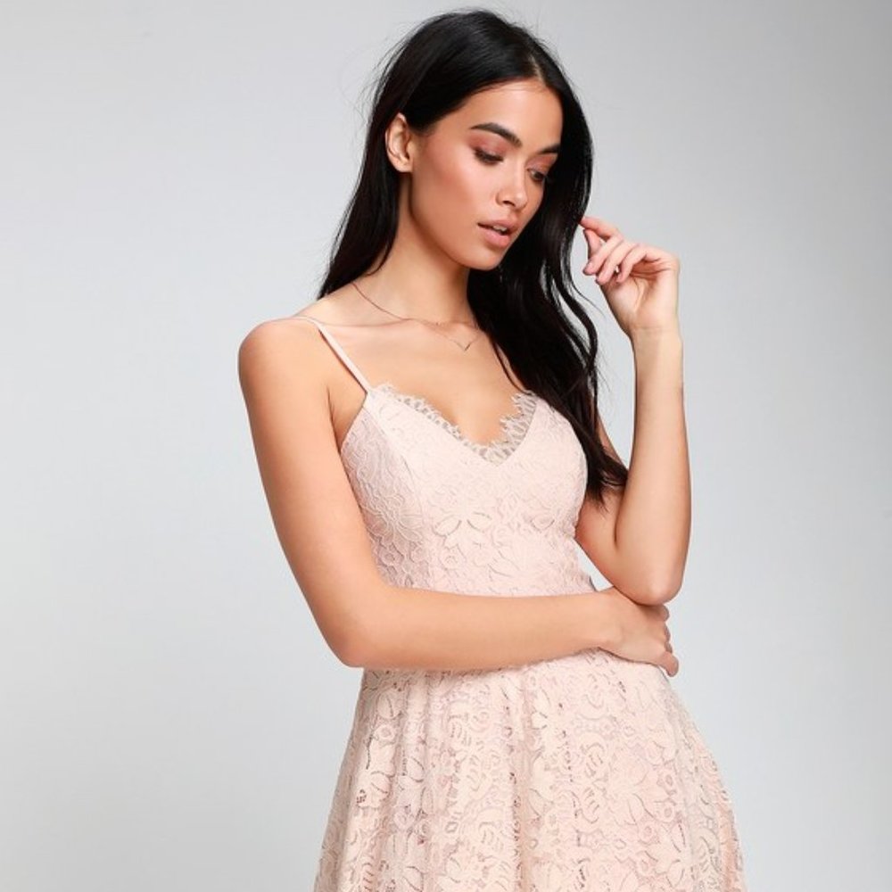 Lulu's Blush Pink Midi Skater Dress